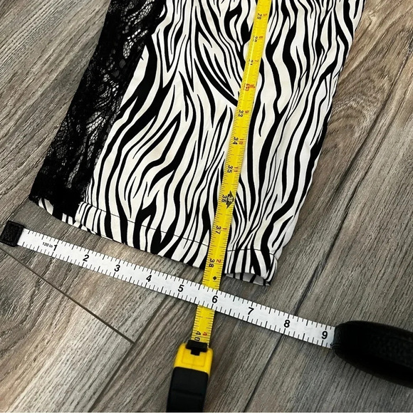 vintage FREDERICKS OF HOLLYWOOD Satin Zebra Pants Lace Side Panel Size Small - Picture 9 of 10